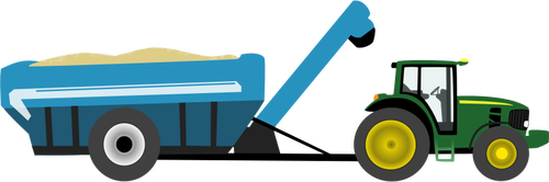 Traktor pertanian dengan gandum keranjang vektor gambar