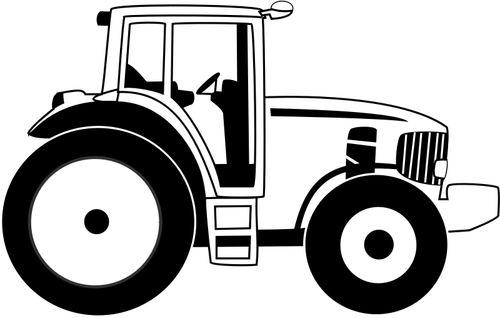 Vector de desen de tractor agricol în alb-negru