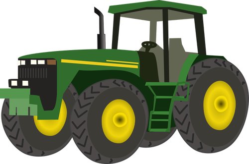 Vektoripiirros maatilan traktorista vihreällä värillä