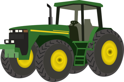 Vector drawing of farm tractor in green color