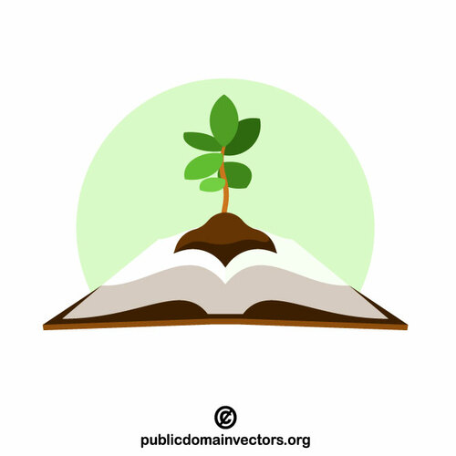 Árbol creciendo en el libro