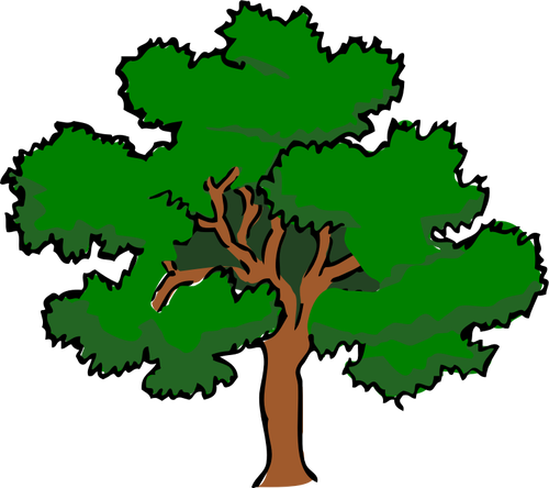 Clipart vetorial da oaktree com Copa ampla,