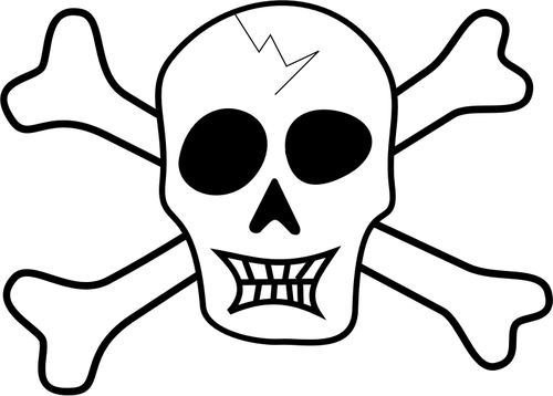 Vector dibujo de señal pirata cráneo roto