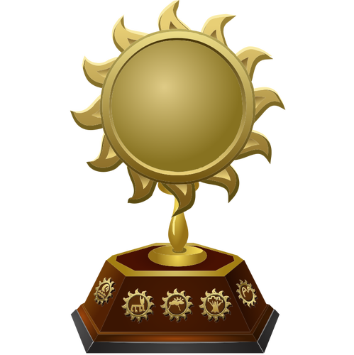Disegno del trofeo a forma di sole dell