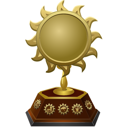 Desenho do troféu de ouro sol em forma vetorial