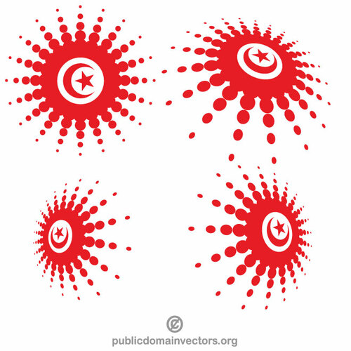 Tunesische Flagge Halbton Formen