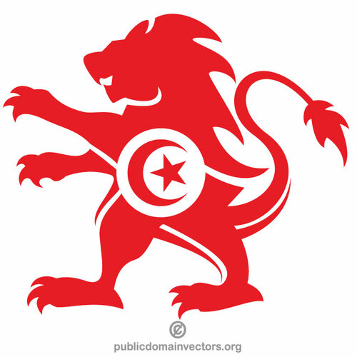 Lion héraldique de drapeau tunisien