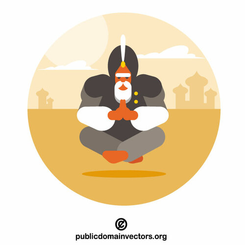 Oriental man meditates