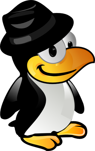 Tux com imagem vetorial de chapéu preto