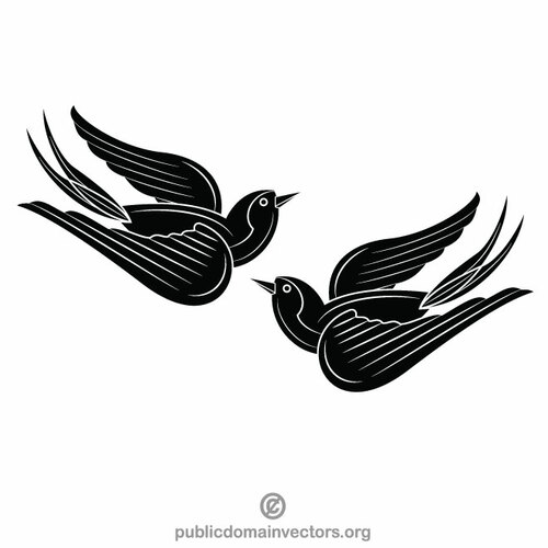 Two birds silhouette