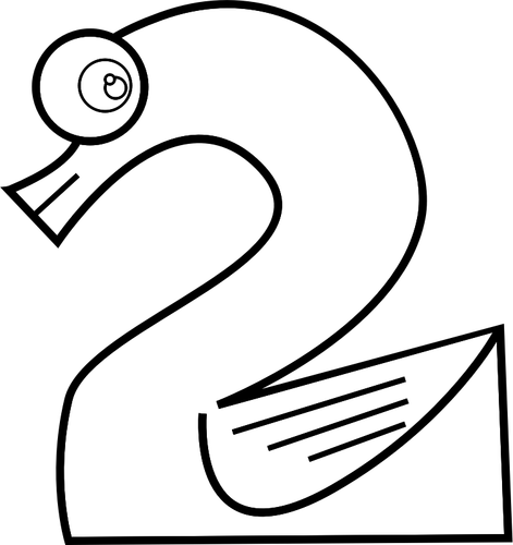 Imagen cisne número dos línea arte vectorial