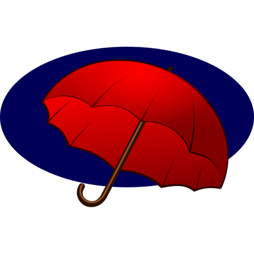 红色的伞，蓝色背景矢量图形