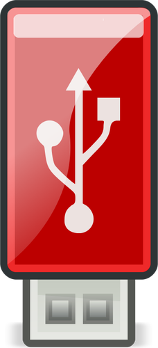 Vectorillustratie van kleine flitsende rode USB-stick