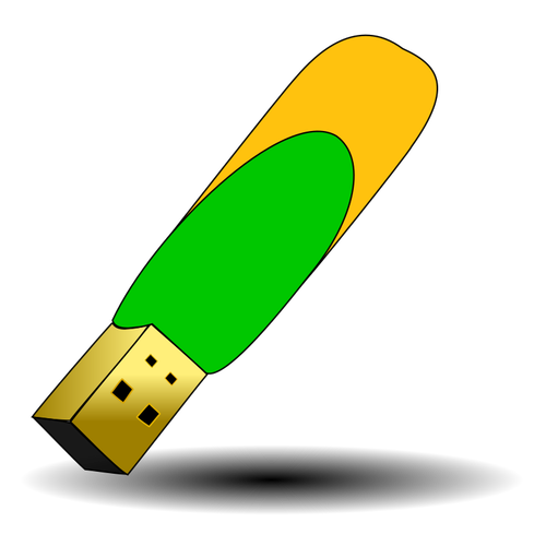 Grafica vectoriala de verde si portocaliu USB stick-ul prim-plan