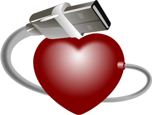 Grafica vettoriale di cuore USB stick