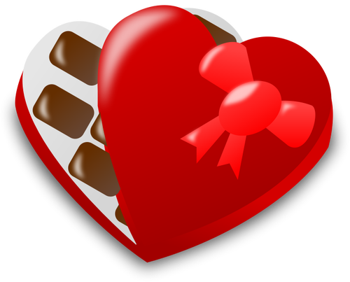 Векторные иллюстрации в форме красного сердца коробка конфет полуоткрытый