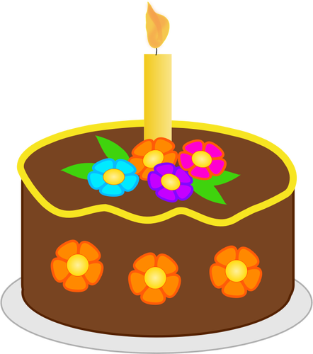 चॉकलेट फूल जन्मदिन का केक के वेक्टर चित्रण