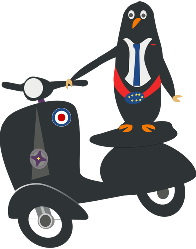 Pingouin sur une image vectorielle de scooter