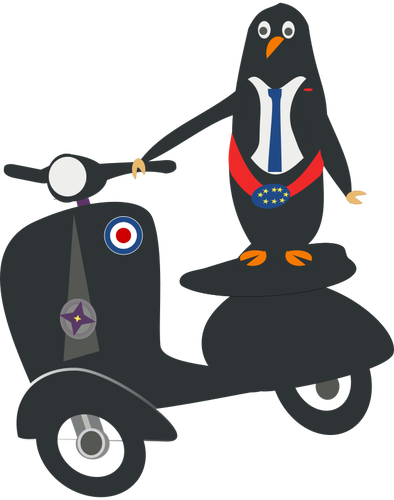 Penguin på en scooter vektorgrafikken