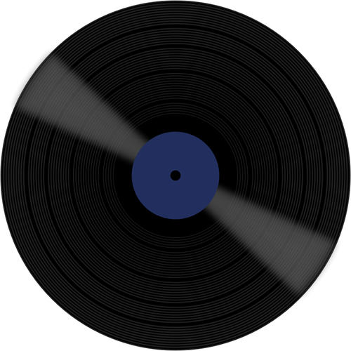 Gambar vektor dari vinil disk dengan label biru