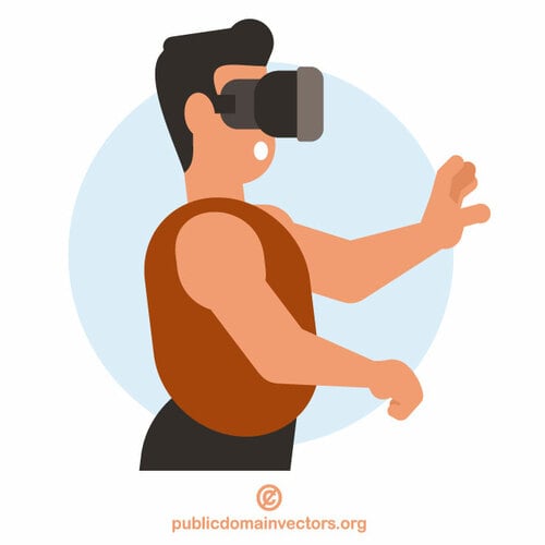 Hombre con casco de realidad virtual