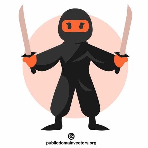 Ninja válečník kreslený klipart