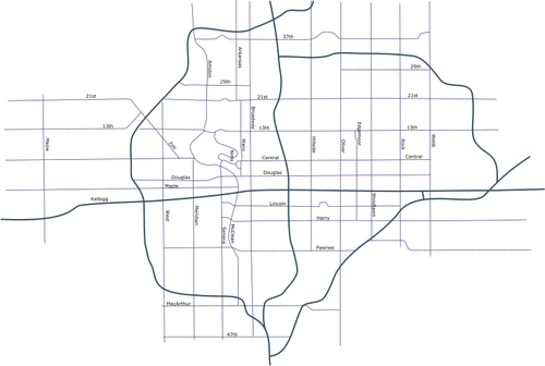 Mapę ulic Wichita, Kansas