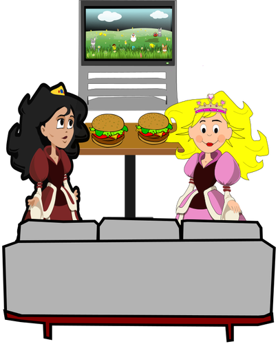 Гамбургер девочек векторная иллюстрация