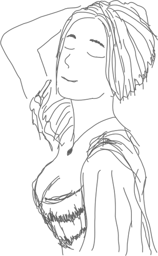 Kadının omzuna gösterilen çizim vektör