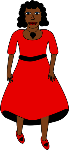 Femme en robe rouge