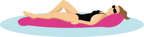 Lady floating on mattress