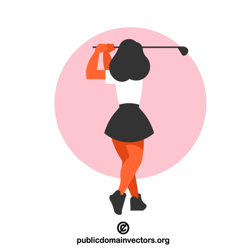 Mulher batendo uma bola de golfe