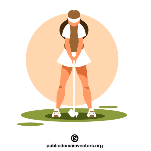 Femme jouant au golf