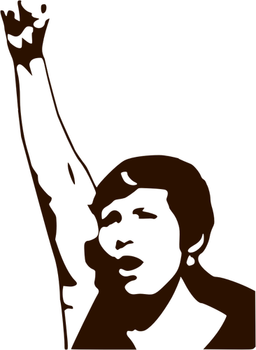 Silhouette vector drawing of a woman demonstrator