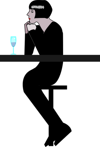 Kvinna med drink vektor ClipArt