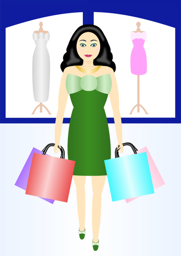 Woman shopping vector clip art