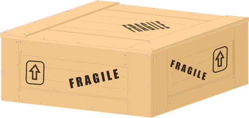 Clipart vetorial de uma caixa de madeira baixa com carga frágil