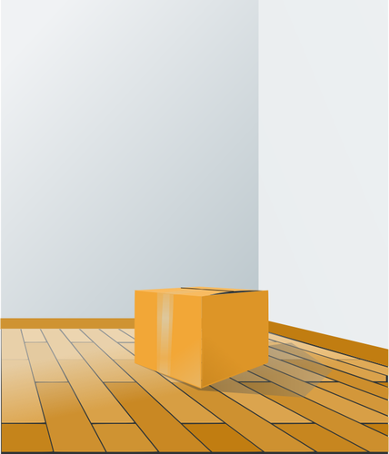 Cardboard box on a wooden floor vector illustration