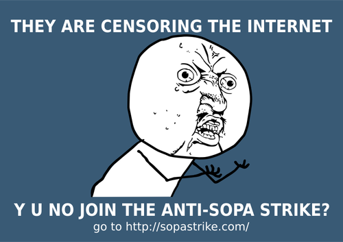 Vektor menggambar anti-SOPA pemogokan poster