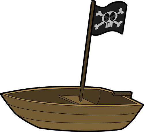 Bateau pirate petit avec un drapeau des graphiques vectoriels