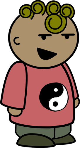 Niño de dibujos animados de Yin yang