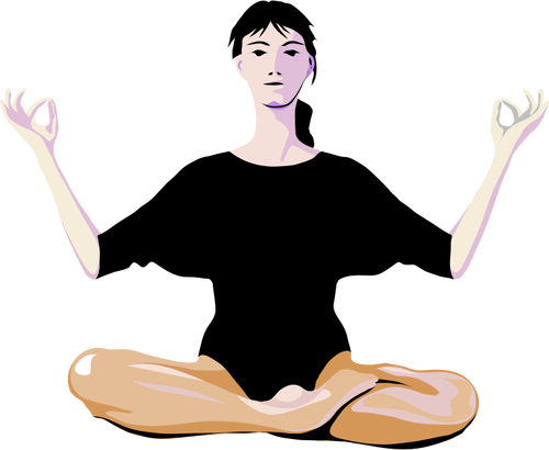 Vector drawing of lady practicing yoga