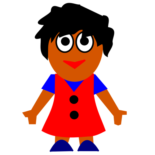 Vektor Klipart šťastný Afro-American dívka v červených šatech
