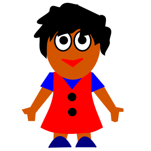 Vector clip art of happy Afro-American girl in red dress