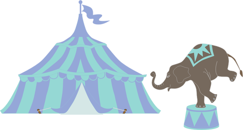 Vector clip art of circus tent with elephant