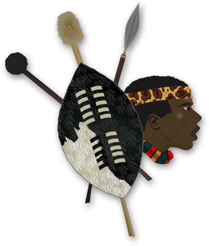 Grafika wektorowa elementów i szef wojownikiem Zulu