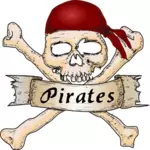 Ilustracja wektorowa znaku drewniane pirata z czaszką