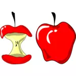 Vektorové ilustrace červené jablko a jablečný řez v půl
