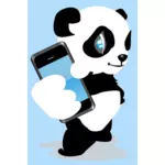 熊猫与手机矢量图像