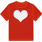 Camiseta roja con la imagen de vector de corazón